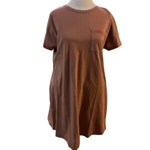 Cotton T-Shirt Dress Medium NWT Sustainable Pocket Neutral Resort lounge summer
